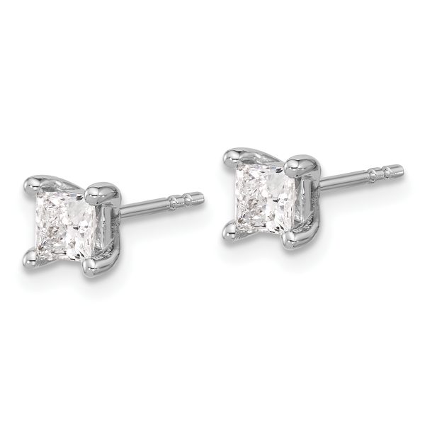 14K White Gold Lab Grown Diamond 3/4ctw Princess VS DEF 4 Prong Earrings - Image 2