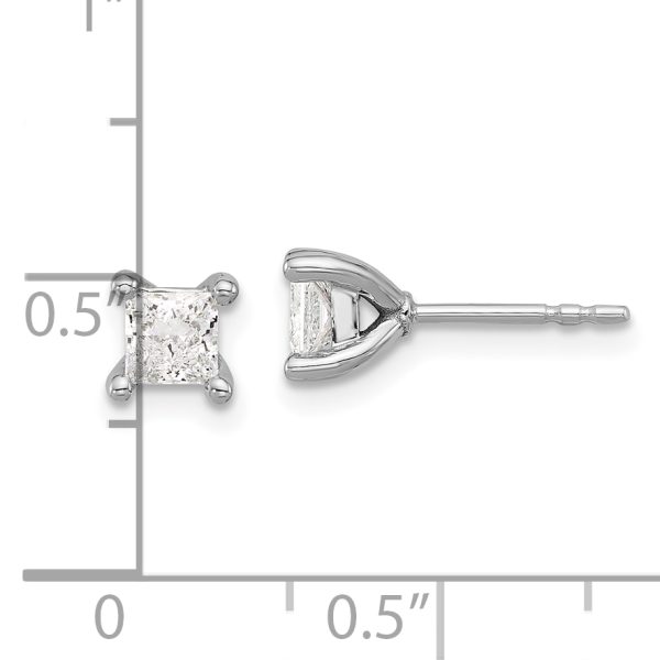 14K White Gold Lab Grown Diamond 3/4ctw Princess VS DEF 4 Prong Earrings - Image 3