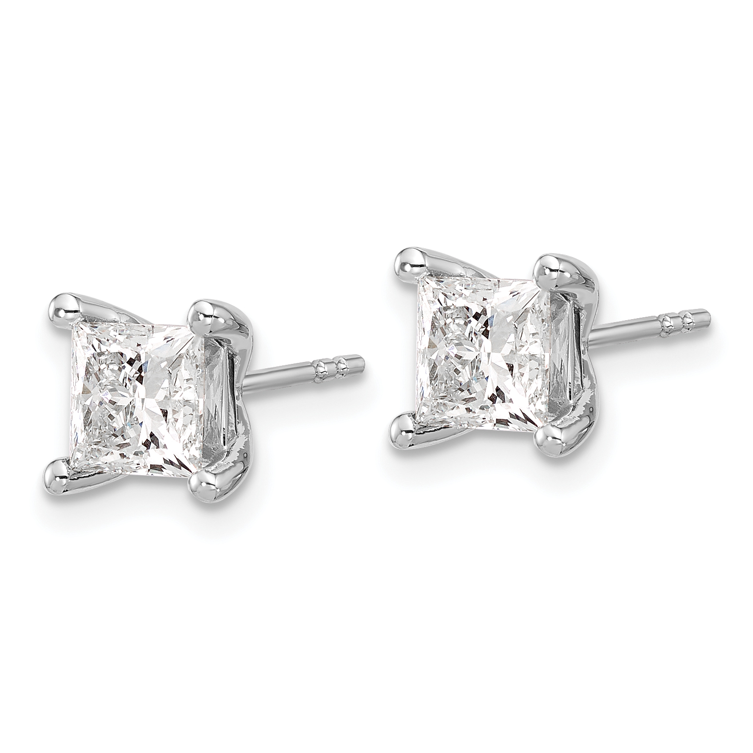 14kw 2ctw Certified VS/SI FGH Lab Grown Princess Diamond 4-Prg Earrings - Image 2