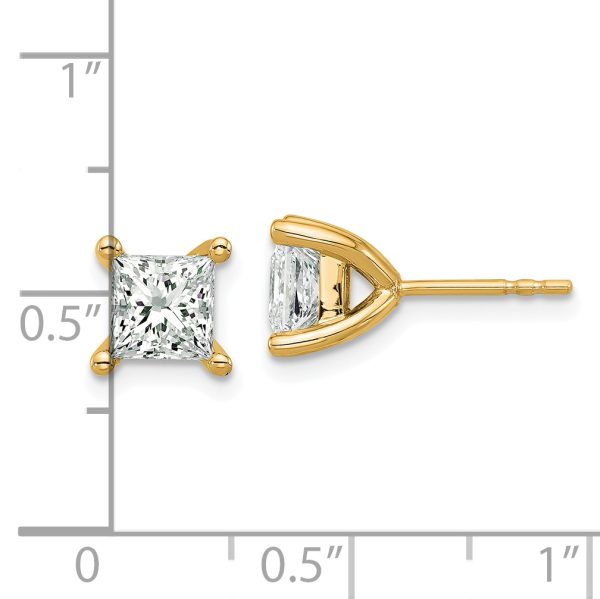14ky 2ctw Certified VS/SI FGH Lab Grown Princess Diamond 4-Prg Earrings - Image 3