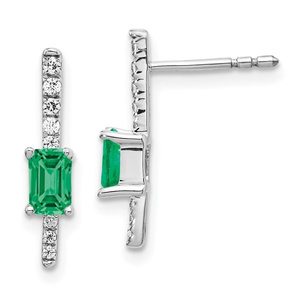 14k White Gold Diamond and Emerald Fancy Earrings