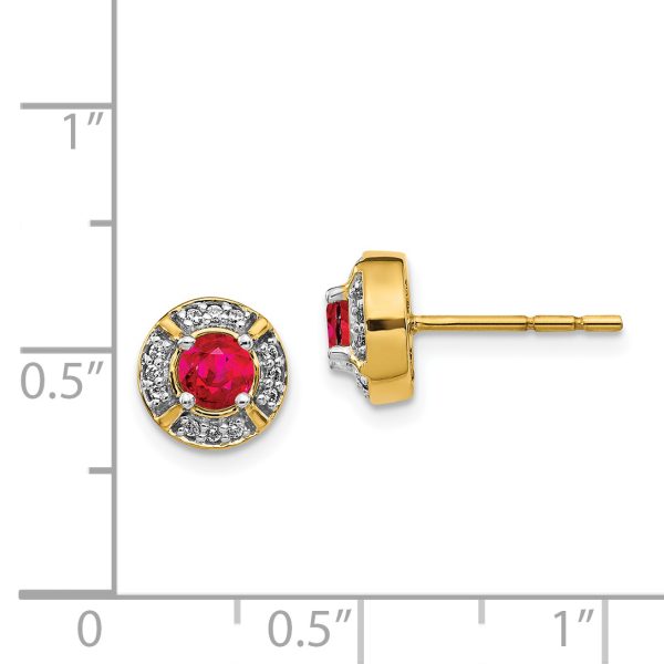 14k Diamond and Ruby Fancy Halo Earrings - Image 2