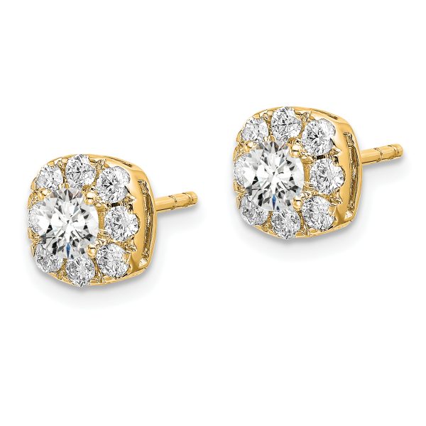 14K Lab Grown Diamond VS/SI FGH Cushion Halo Earrings - Image 2