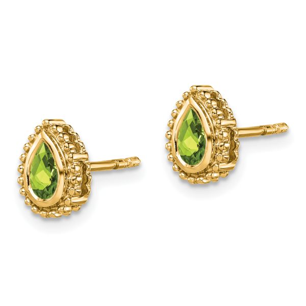 14k Pear Peridot Post Earrings - Image 2