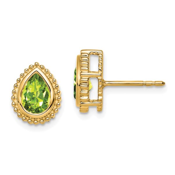 14k Pear Peridot Post Earrings