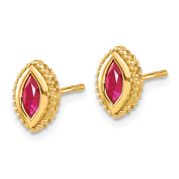 14k Marquise Ruby Post Earrings - Image 2