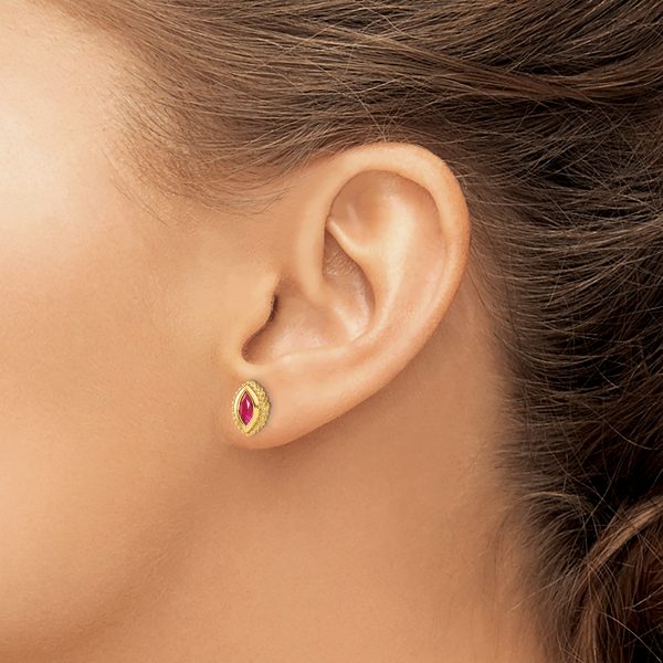 14k Marquise Ruby Post Earrings - Image 3