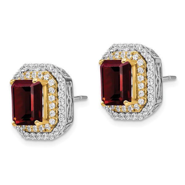 14K Two-Tone Lab Grown VS/SI FGH Dia & Created Ruby Earrings - Image 2