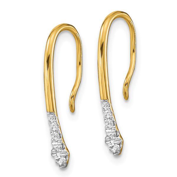 14k Polished Diamond Drop Wire Earrings - Image 2