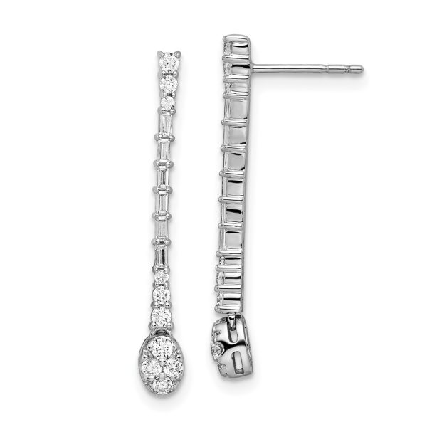 14k White Gold Polished Diamond Drop Post Earrings