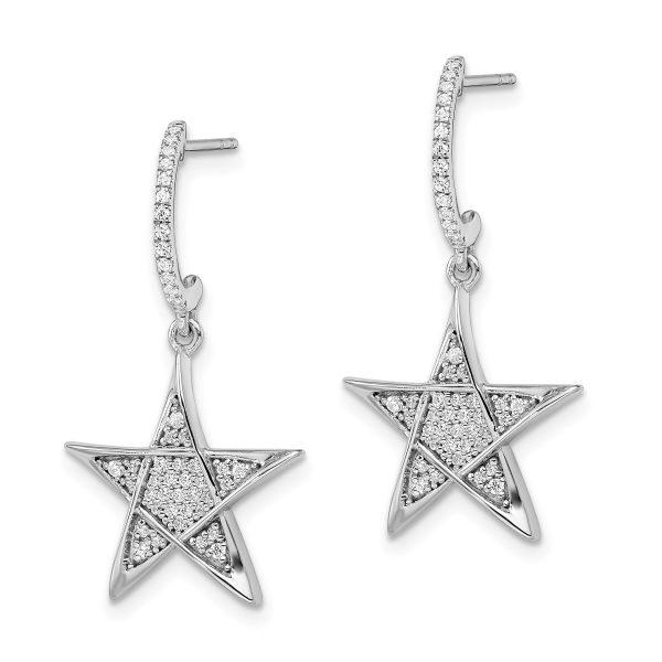 14k White Gold Polished Diamond Star Post Earrings - Image 2