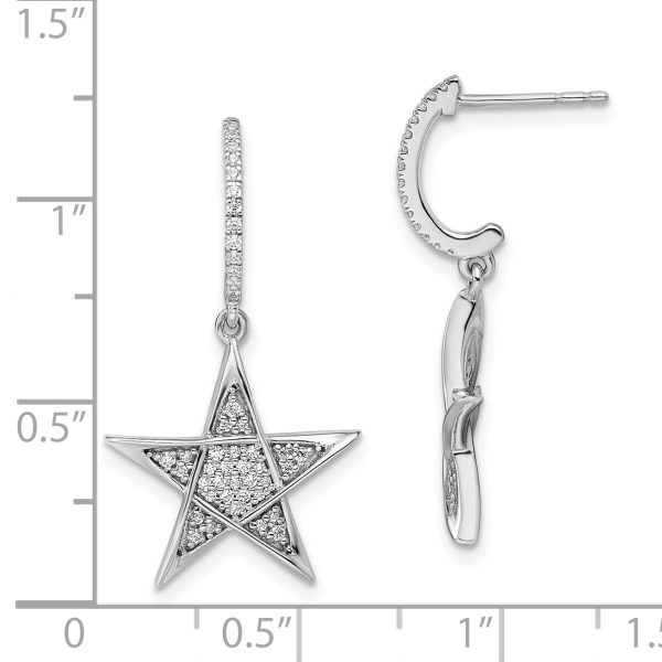 14k White Gold Polished Diamond Star Post Earrings - Image 3