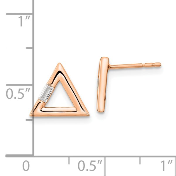 14k Rose Gold Polished Triangle Diamond Post Earrings - Image 3