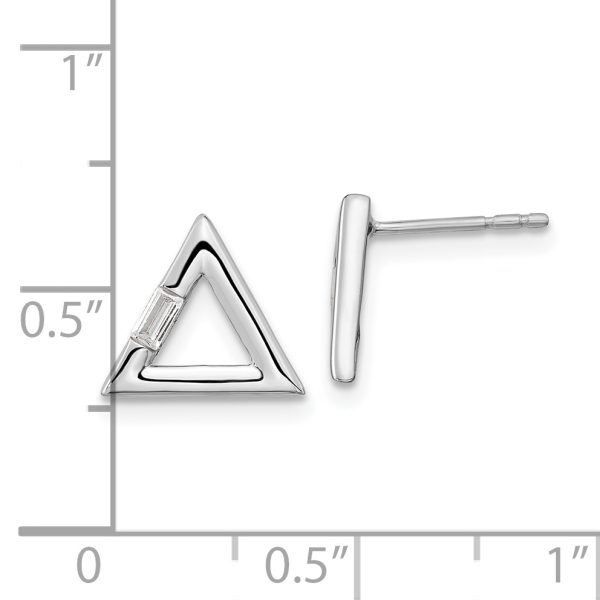 14k White Gold Polished Triangle Diamond Post Earrings - Image 2