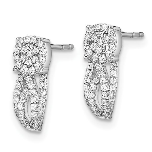 14k White Gold Fancy Vintage Diamond Post Earrings - Image 2