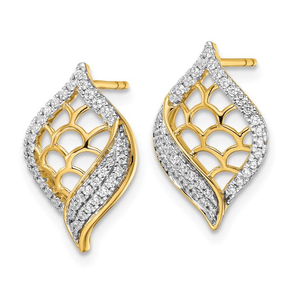 14k Polished Fancy Diamond Post Earrings - Image 2