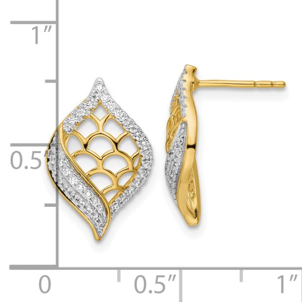 14k Polished Fancy Diamond Post Earrings - Image 3