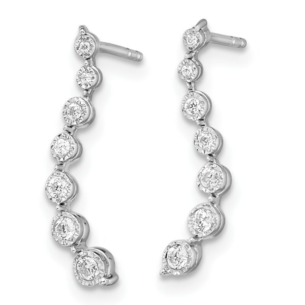 14k White Gold Graduating Diamond Post Earrings - Image 2