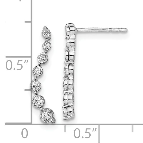 14k White Gold Graduating Diamond Post Earrings - Image 3