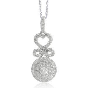 0.51 Carat Halo Infinity Heart Diamond Pendant Necklace in 10KT White Gold