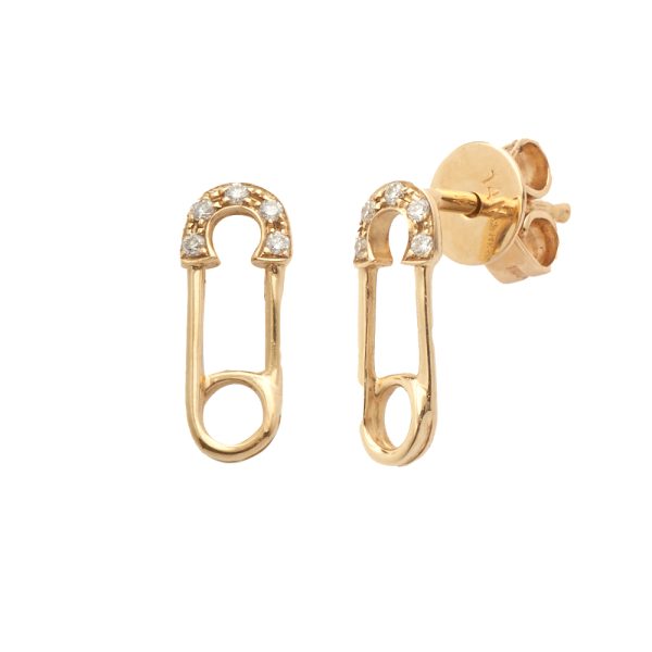 14KY 0.05CTW DIAMOND SAFETY PIN EARRINGS