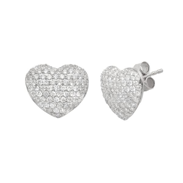 14KW 1.50CTW DIAMOND DOME HEART PAVE EARRINGS