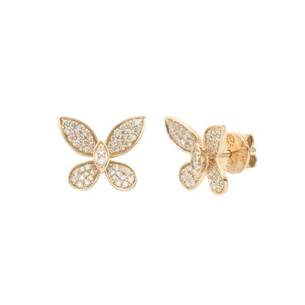 14KY 0.50CTW DIAMOND BUTTERFLY EARRINGS