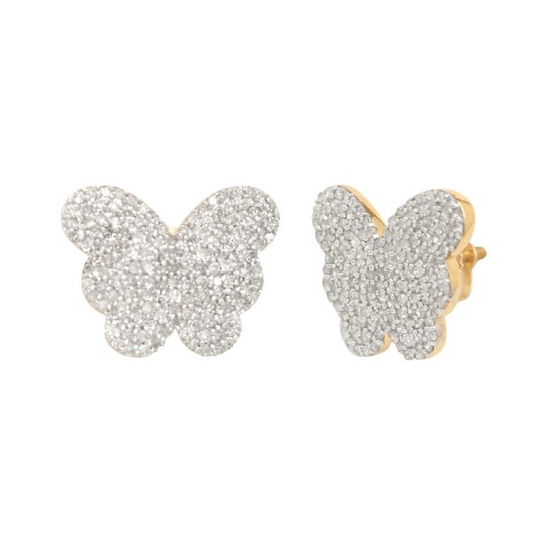 10KY 0.85CTW MICROPAVE DIAMOND BUTTERFLY EARRINGS