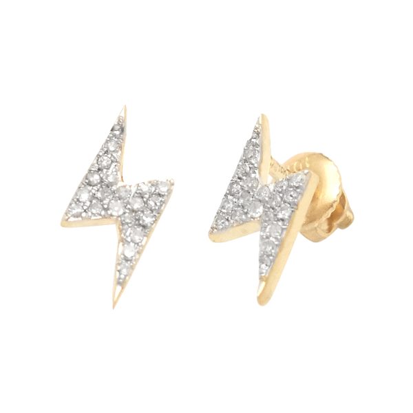 10KY 0.15CTW DIAMOND LIGHTNING BOLT STUDS EARRING