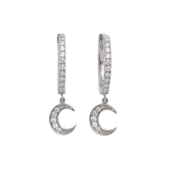 14KW 0.25CTW ROUND DIAMOND HUGGGIE/HOOP EARRINGS