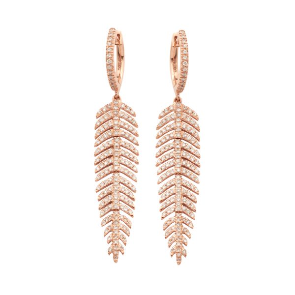 14KR 1.25CTW DIAMOND PALM LEAF DANGLING EARRINGS