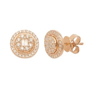 14KR 0.50CTW BAGUETTE DIAMOND ROUND CLUSTER