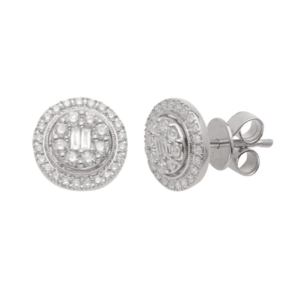 14KW 0.50CTW BAGUETTE DIAMOND ROUND CLUSTER