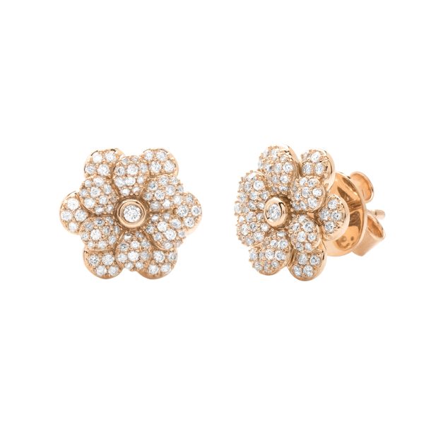 14KR 0.55CTW DIAMOND FLOWER SHAPED STUD EARRING