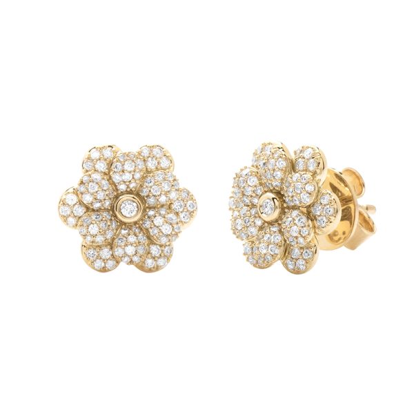 14KY 0.55CTW DIAMOND FLOWER SHAPED STUD EARRING