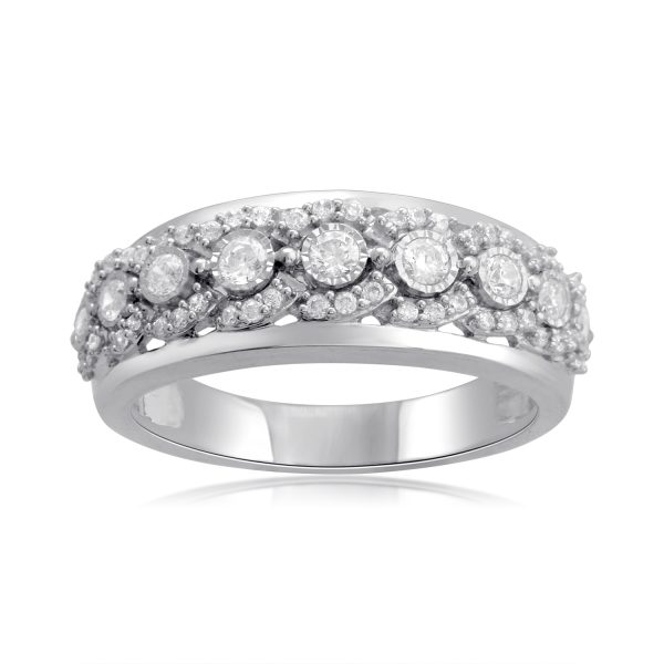 0.5 Carat Wedding Band Ring in 925 Sterling Silver