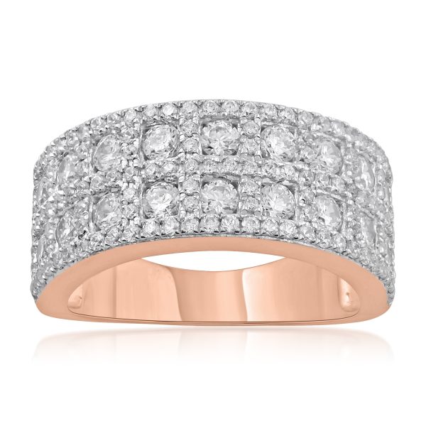 1.5 Carat Diamond Wedding Band Ring in 10k Rose Gold