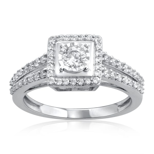 0.63 Carat Diamond Engagement Ring in 10k White Gold
