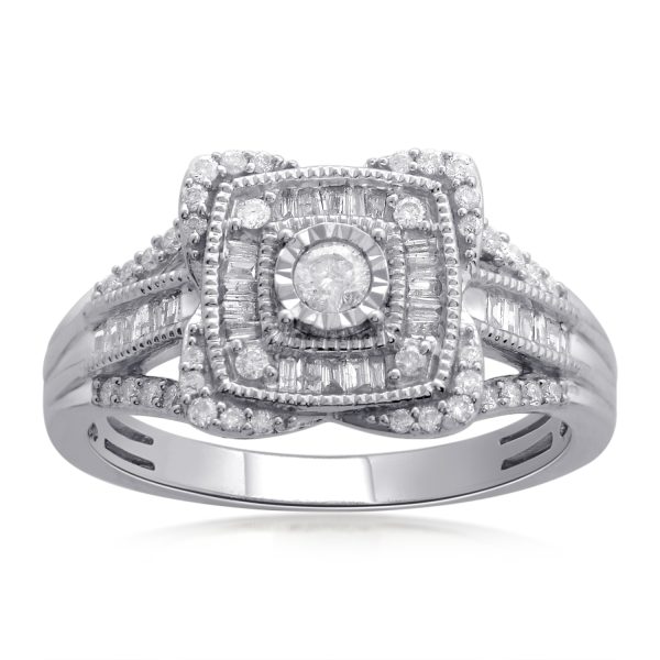 0.5 Carat Cluster Diamond Engagement Ring in 10KT White Gold