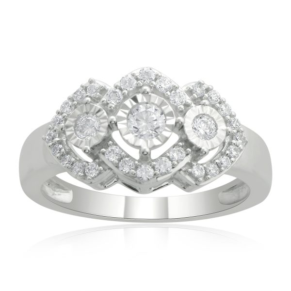 0.5 Carat 3 Stone Diamond Engagement Ring in 10KT White Gold