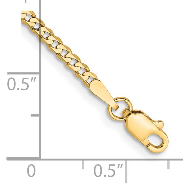 14k 2.2mm Flat Beveled Curb Chain Anklet - Image 2