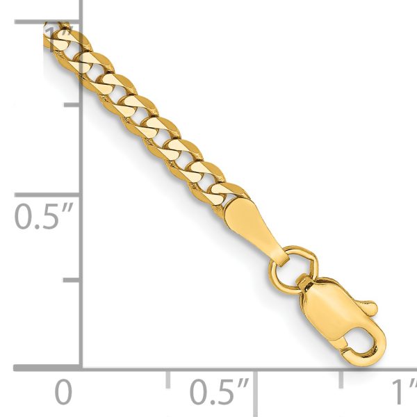 14k 2.3mm Flat Beveled Curb Chain Anklet - Image 2
