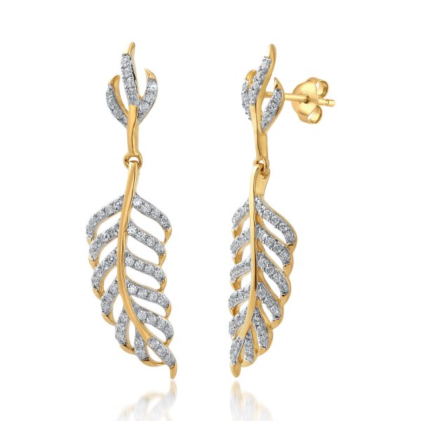 0.5 Carat Leaf Shaped Diamond Earrings in 10k Yellow Gold