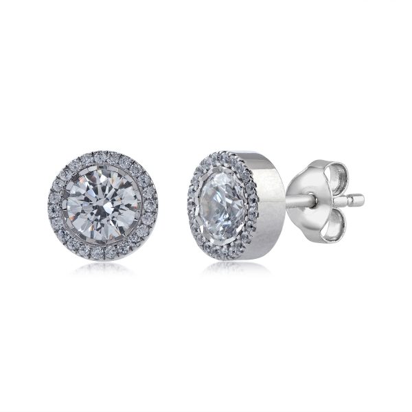 1 Carat Diamond Stud Earrings in 14k White Gold