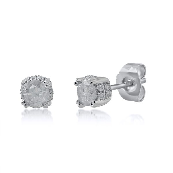 0.51 Carat Diamond Stud Earrings in 14KT White Gold