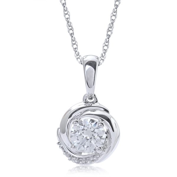 0.5 Carat Knot Diamond Pendant Necklace in 14KT White Gold