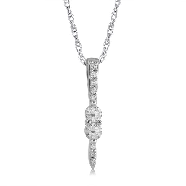 0.5 Carat Bar Diamond Pendant Necklace in 14k White Gold