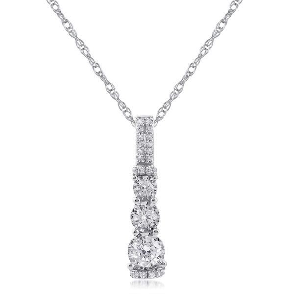 3/4 Carat Diamond Journey Pendant Necklace in 10K White Gold