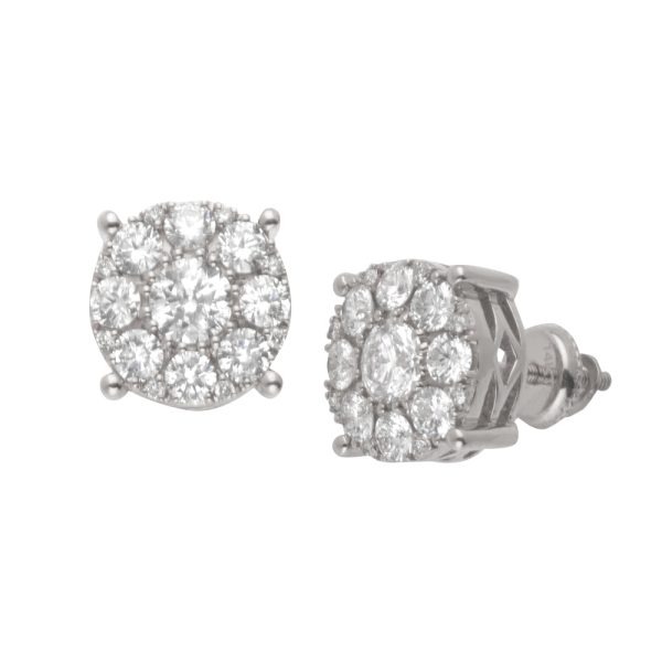 14KW 1.73-1.84CTW FLEUR DIAMOND ROUND EARRINGS