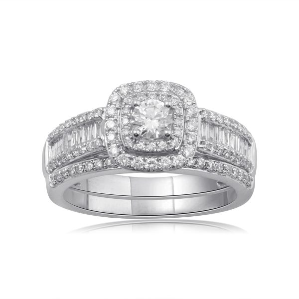 1 Carat Diamond Bridal Ring in 14k White Gold